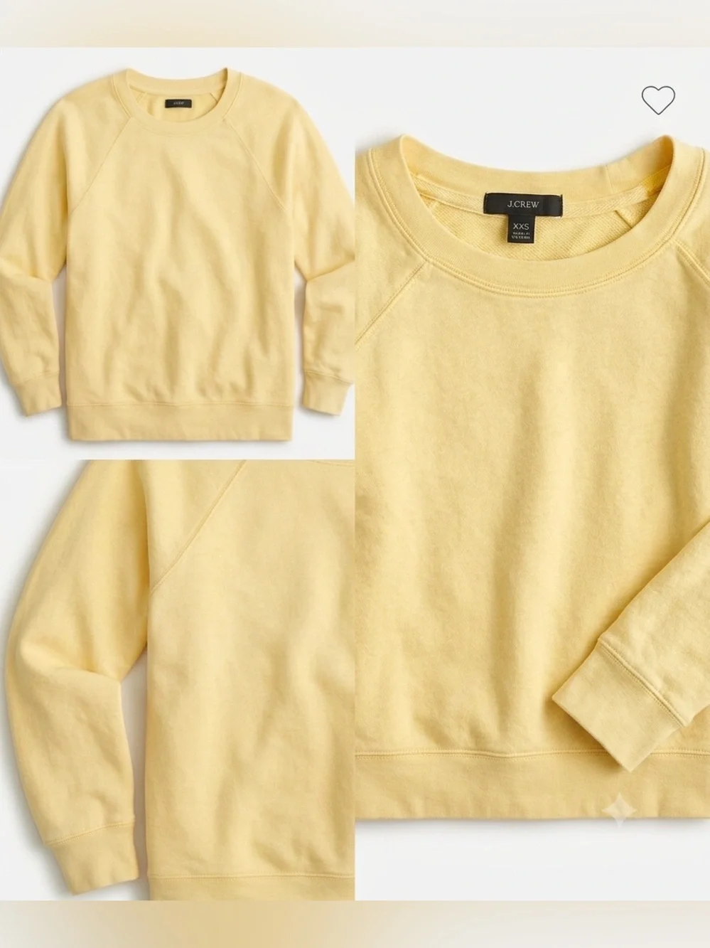 NWOT J. Crew Magic Rinse™ Crewneck Sweatshirt in XXS Yellow